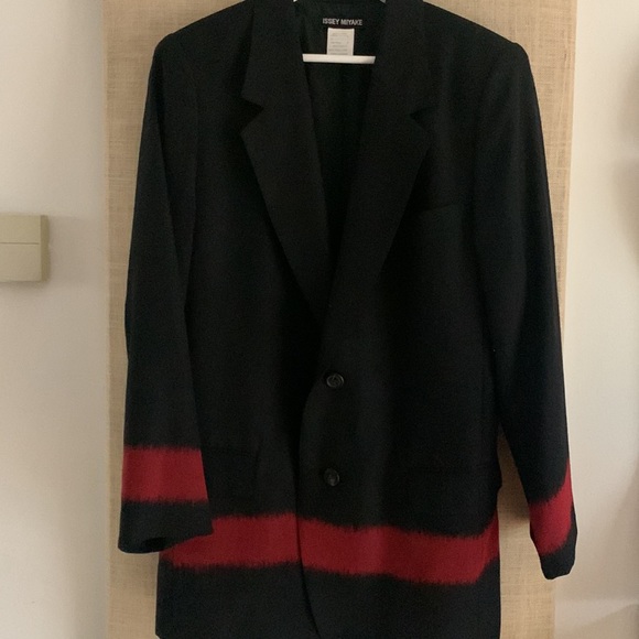 RARE archive Issey Miyake paint stitch fabric design stripe detail jacket - Picture 2 of 12